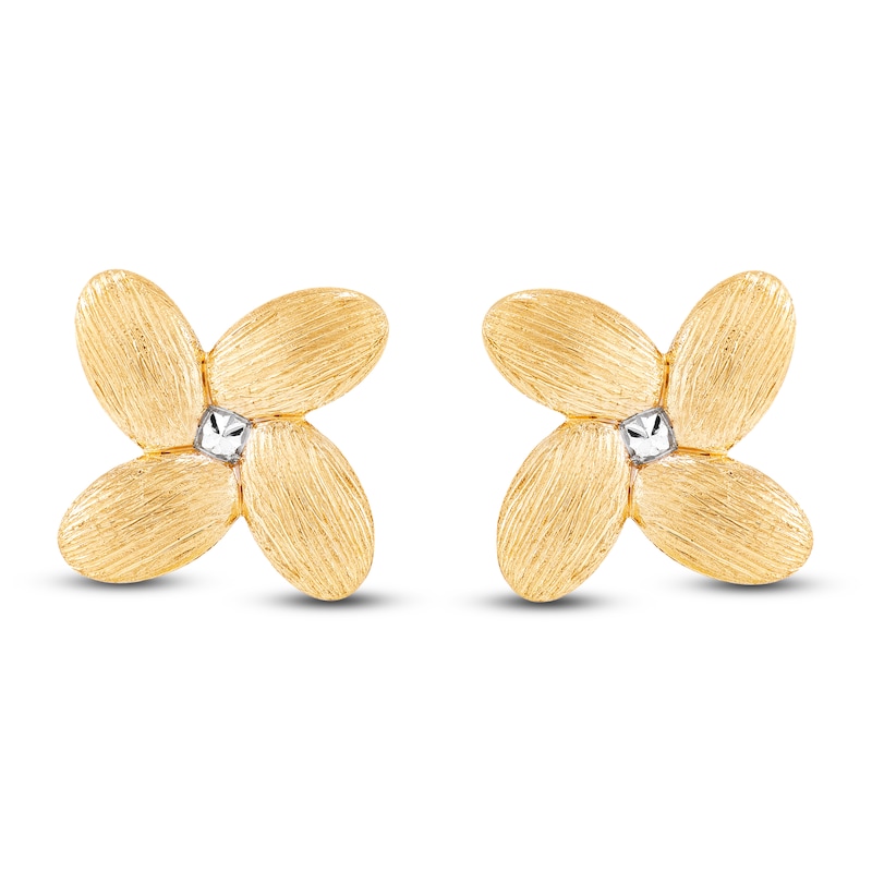 Main Image 1 of Italia D'Oro Satin-Finish Flower Stud Earrings 14K Yellow Gold