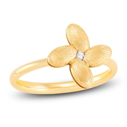 Italia D'Oro Satin-Finish Flower Ring 14K Yellow Gold