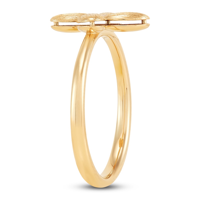 Main Image 2 of Italia D'Oro Satin-Finish Flower Ring 14K Yellow Gold