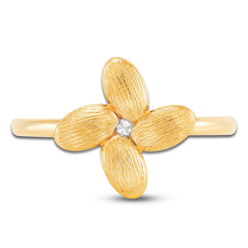 Main Image 3 of Italia D'Oro Satin-Finish Flower Ring 14K Yellow Gold