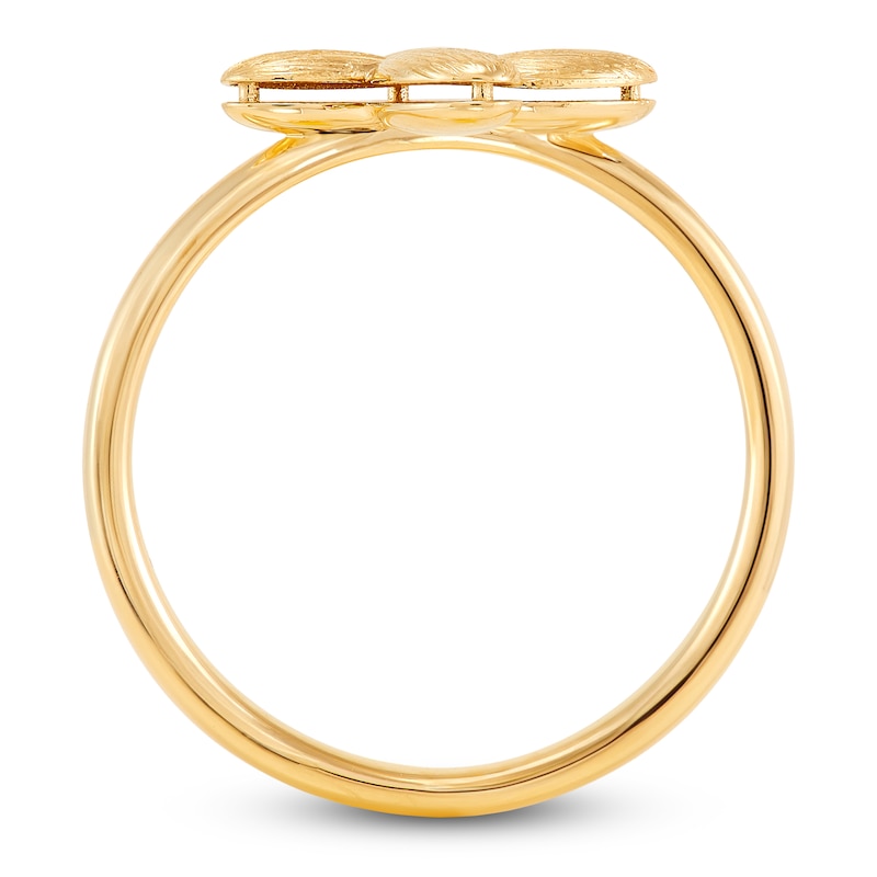 Main Image 4 of Italia D'Oro Satin-Finish Flower Ring 14K Yellow Gold