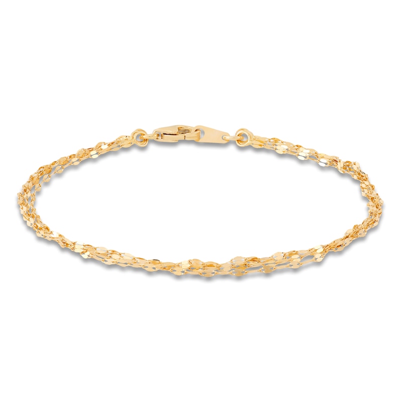 Main Image 1 of Italia D'Oro Four-Strand Valentino Mirror Chain Bracelet 14K Yellow Gold 7.25&quot;