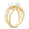 Thumbnail Image 2 of Cultured Pearl & Diamond Accent Three-Row Station Ring 14K Yellow Gold