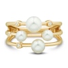 Thumbnail Image 3 of Cultured Pearl & Diamond Accent Three-Row Station Ring 14K Yellow Gold