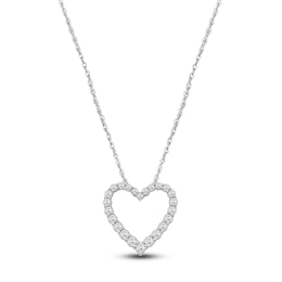 Lab-Created Diamond Heart Outline Necklace 1 ct tw 14K White Gold 18&quot;