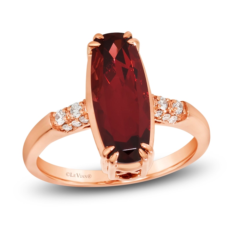 Main Image 1 of Le Vian Silhouette Elongated Cushion-Cut Natural Garnet Ring 1/8 ct tw Diamonds 14K Strawberry Gold