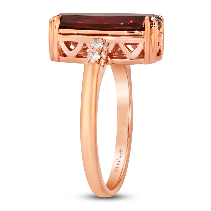 Main Image 3 of Le Vian Silhouette Elongated Cushion-Cut Natural Garnet Ring 1/8 ct tw Diamonds 14K Strawberry Gold