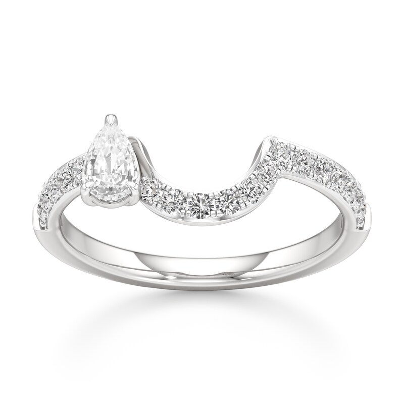 Main Image 1 of J'Lure Pear Step-Cut Lab-Grown Diamond Contour Wedding Band 1/2 ct tw 18K White Gold