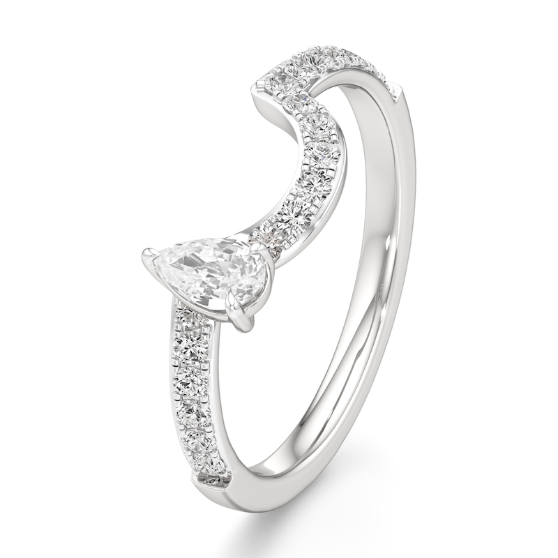 Main Image 4 of J'Lure Pear Step-Cut Lab-Grown Diamond Contour Wedding Band 1/2 ct tw 18K White Gold