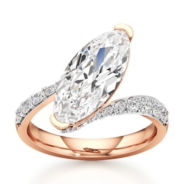 J'Lure Moval Old-Cut Lab-Created Diamond Bypass Engagement Ring 3-5/8 ct tw 18K Rose Gold