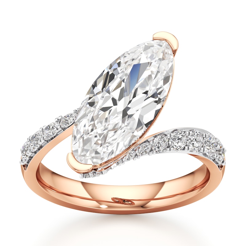 Main Image 1 of J'Lure Moval Old-Cut Lab-Created Diamond Bypass Engagement Ring 3-5/8 ct tw 18K Rose Gold