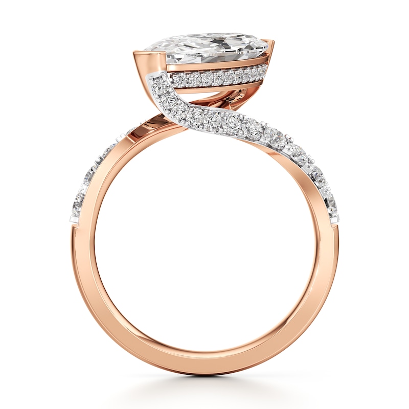 Main Image 2 of J'Lure Moval Old-Cut Lab-Created Diamond Bypass Engagement Ring 3-5/8 ct tw 18K Rose Gold