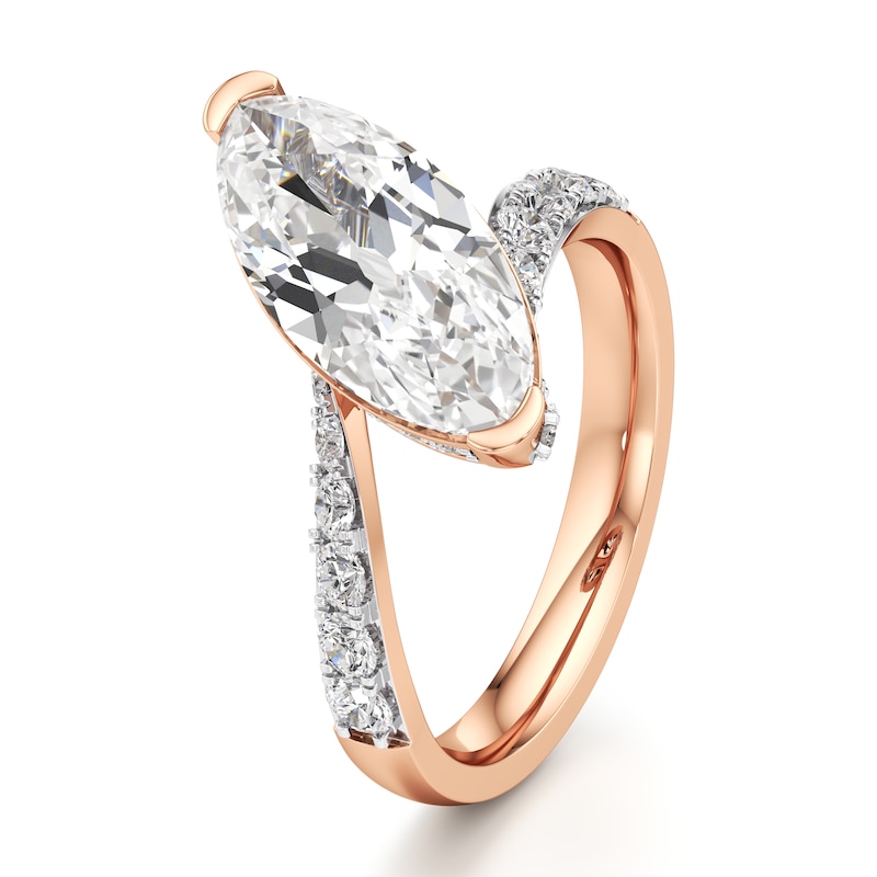 Main Image 4 of J'Lure Moval Old-Cut Lab-Created Diamond Bypass Engagement Ring 3-5/8 ct tw 18K Rose Gold