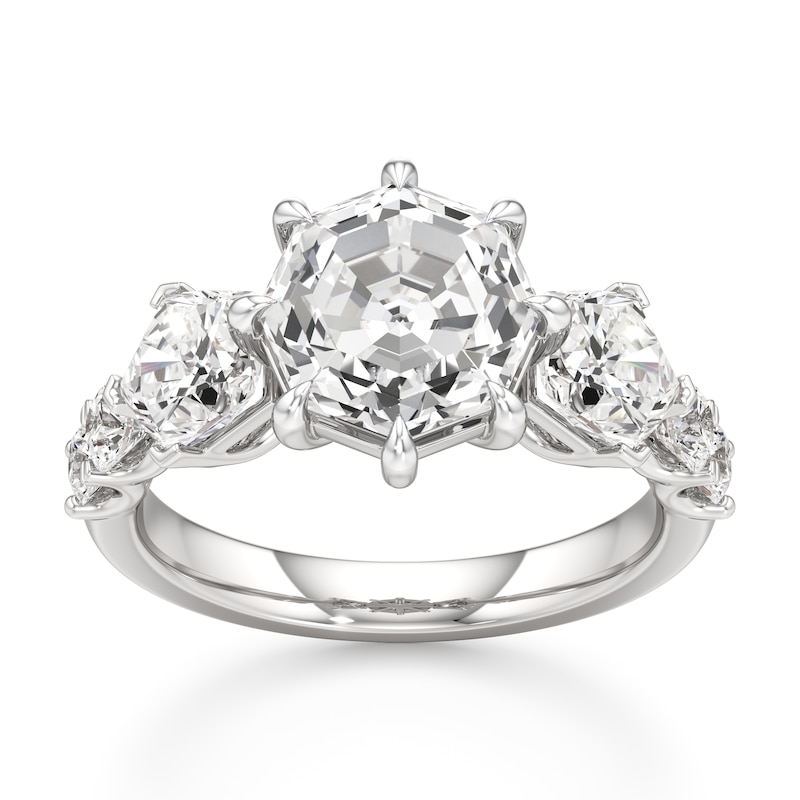 Main Image 1 of J'Lure Octagon Step-Cut Lab-Created Diamond Engagement Ring 4-3/4 ct tw 18K White Gold