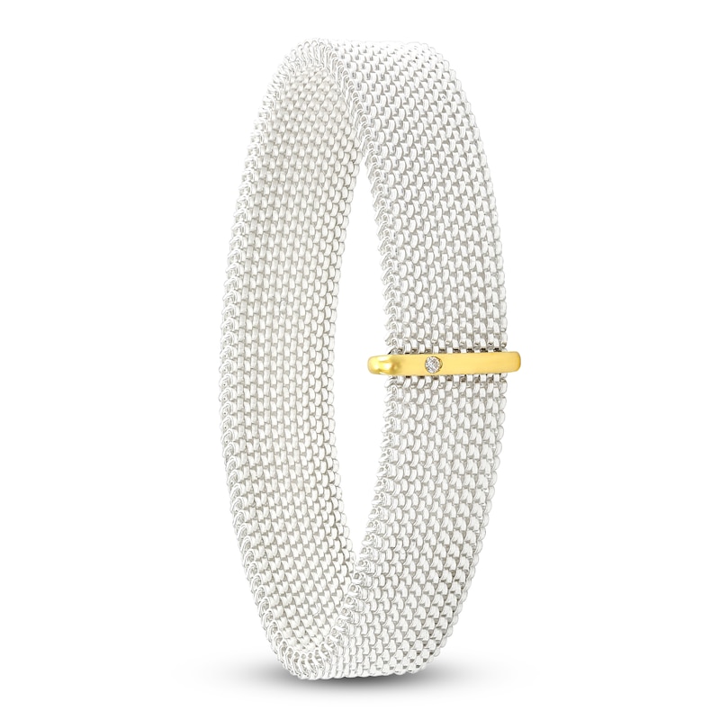 Main Image 2 of ZYDO Diamond Accent Mesh Stretch Bracelet Stainless Steel & 18K Yellow Gold 7.5&quot;