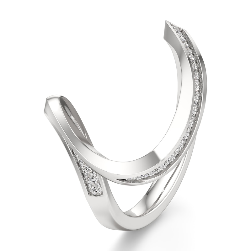 Main Image 4 of J'Lure Lab-Created Diamond Contour Wedding Band 1/5 ct tw 18K White Gold