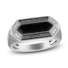 Thumbnail Image 1 of 1933 by Esquire Men's Hexagon-Cut Natural Black Onyx & Diamond Ring 1/20 ct tw Sterling Silver