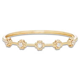 Unspoken Diamond Station Bangle Bracelet 1 ct tw 14K Yellow Gold 7&quot;