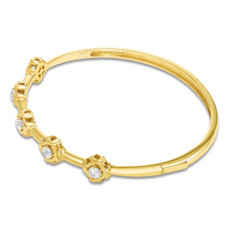 Main Image 2 of Unspoken Diamond Station Bangle Bracelet 1 ct tw 14K Yellow Gold 7&quot;