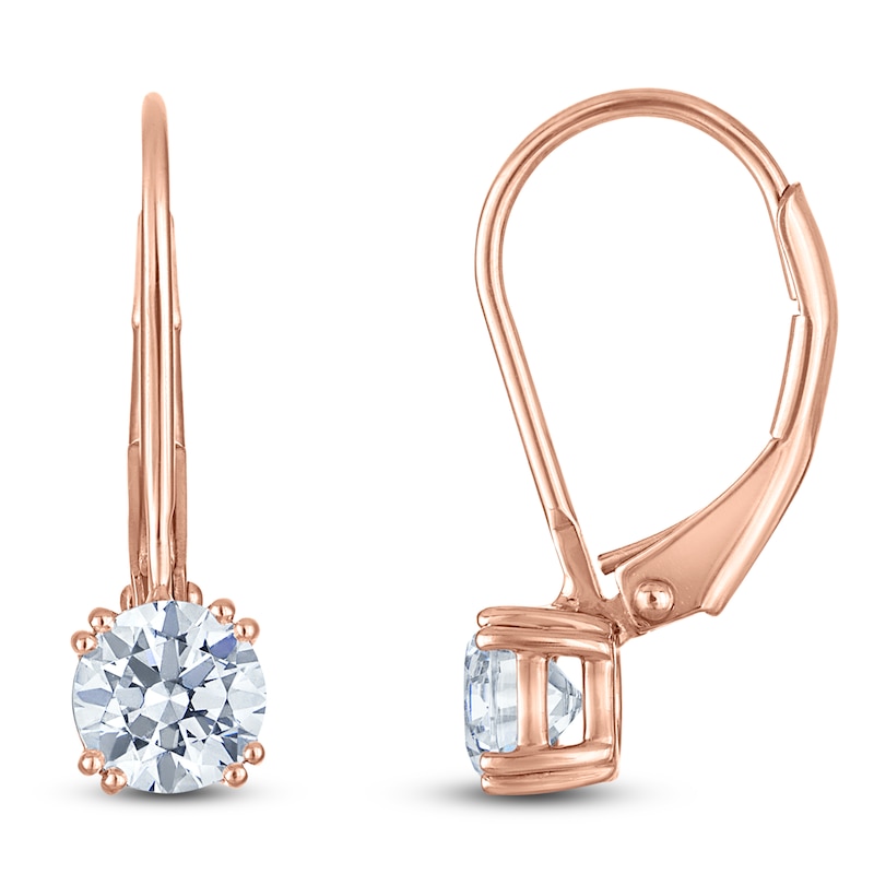 Main Image 1 of Round-Cut Lab-Created Diamond Solitaire Drop Earrings 1/2 ct tw 14K Rose Gold (SI2/F)