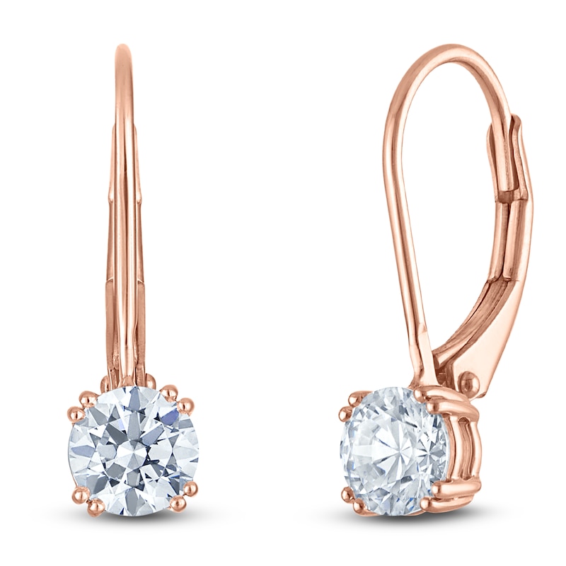 Main Image 2 of Round-Cut Lab-Created Diamond Solitaire Drop Earrings 1/2 ct tw 14K Rose Gold (SI2/F)