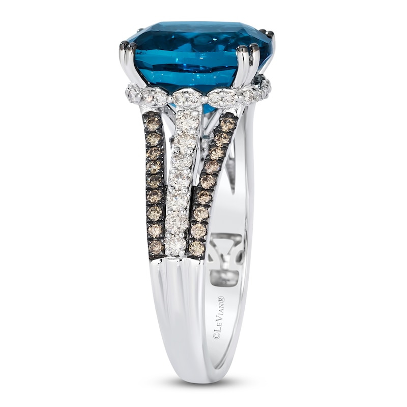 Main Image 3 of Le Vian Cushion-Cut Natural Blue Topaz Ring 3/4 ct tw Diamonds 14K Vanilla Gold