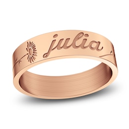 Birth Flower & Name Ring 14K Rose Gold-Plated Sterling Silver