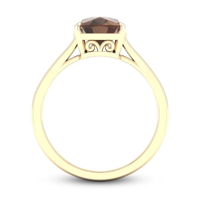 Main Image 3 of Natural Smoky Quartz Ring 14K Yellow Gold