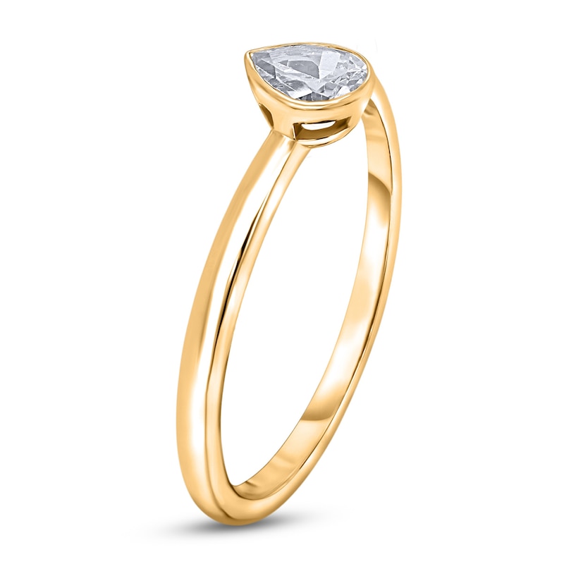 Diamond Solitaire Engagement Ring 1 ct tw Bezel-Set Pear 14K Yellow Gold (I2/I)