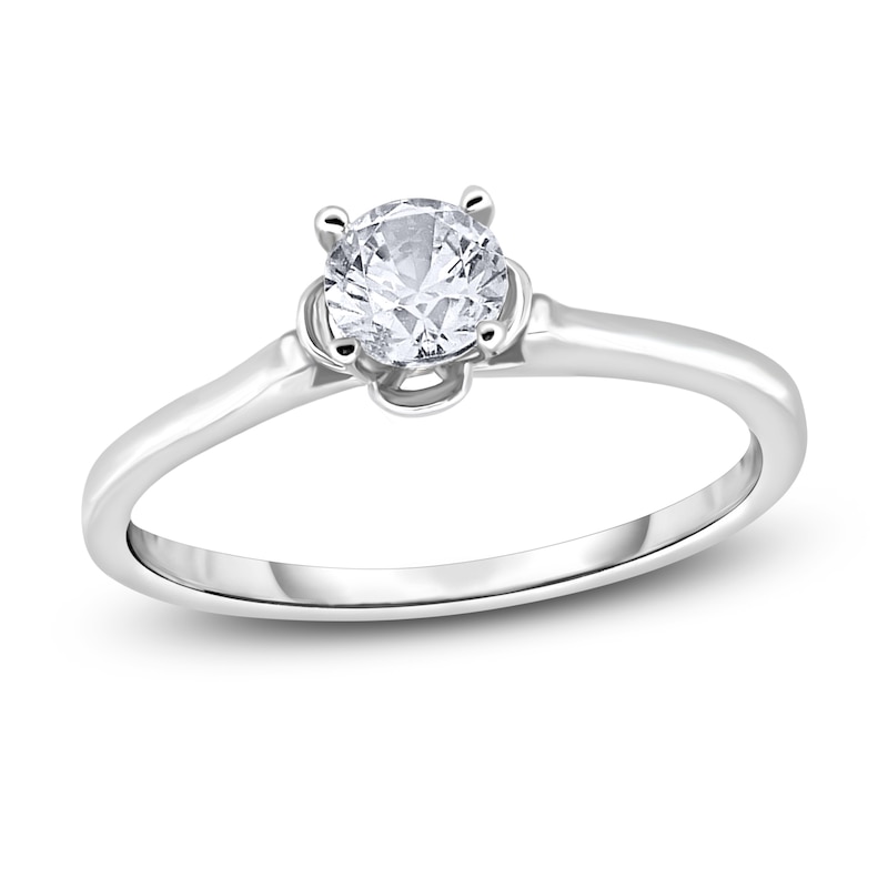 Main Image 1 of Diamond Solitaire Floral Engagement Ring 3/4 ct tw Round 14K White Gold (I2/I)