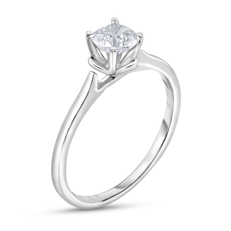 Main Image 2 of Diamond Solitaire Floral Engagement Ring 3/4 ct tw Round 14K White Gold (I2/I)