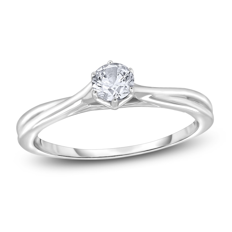 Main Image 1 of Diamond Solitaire Twist Engagement Ring 1/2 ct tw Round 14K White Gold (I2/I)