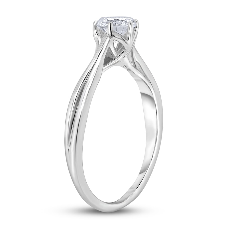 Main Image 2 of Diamond Solitaire Twist Engagement Ring 1/2 ct tw Round 14K White Gold (I2/I)