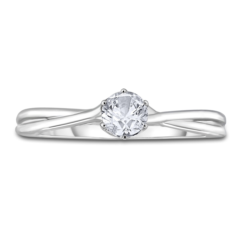 Main Image 3 of Diamond Solitaire Twist Engagement Ring 1/2 ct tw Round 14K White Gold (I2/I)