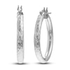 Thumbnail Image 1 of Diamond-Cut Round Hoop Earrings 14K White Gold 25mm