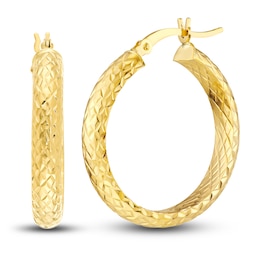 Diamond-Cut In/Out Hoop Earrings 14K Yellow Gold 25mm