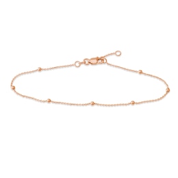 Beaded Station Bracelet 14K Rose Gold 7.5&quot; Adj.