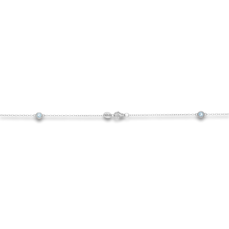 Main Image 3 of Natural Blue Topaz Station Necklace Sterling Silver 18&quot;