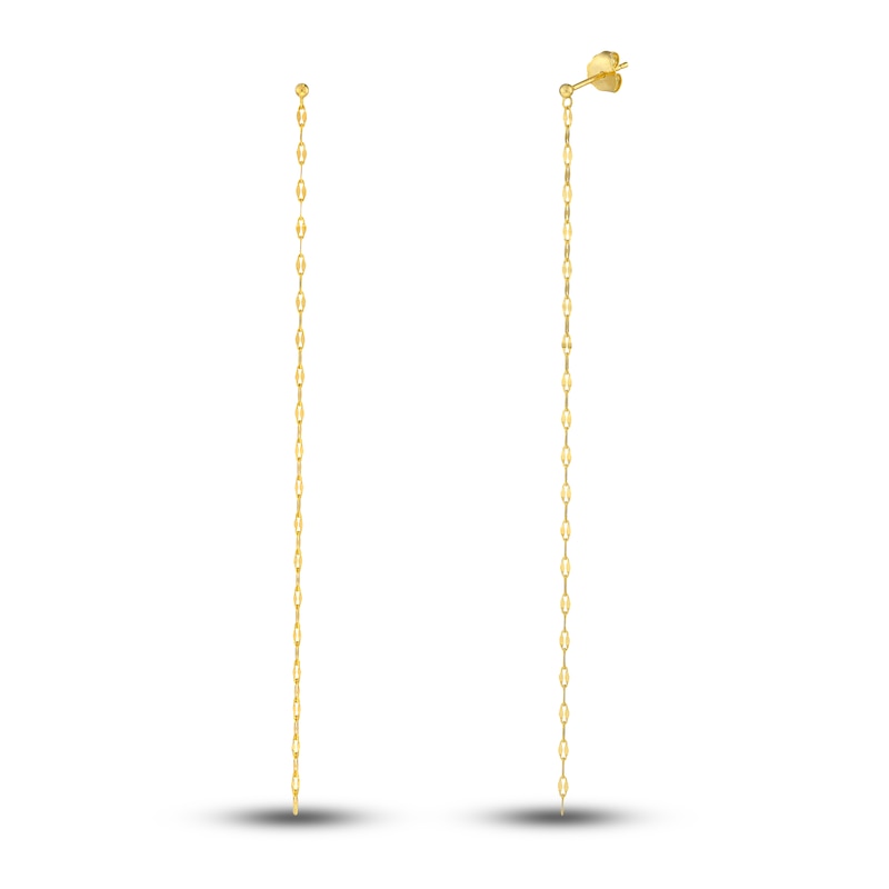 Main Image 1 of Hammer Chain Drop Earrings 14K Yellow Gold