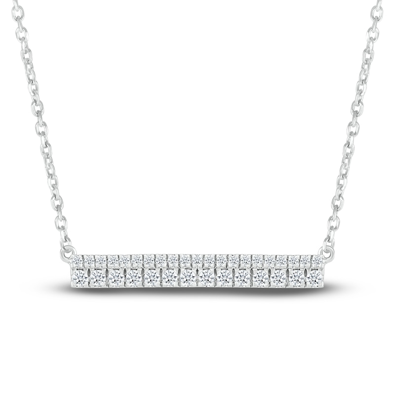 Main Image 1 of Diamond Bar Necklace 1/4 ct tw Round 10K White Gold 18&quot;