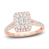 Thumbnail Image 0 of Diamond Double Halo Engagement Ring 1 ct tw Emerald/Round 14K Rose Gold