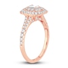 Thumbnail Image 1 of Diamond Double Halo Engagement Ring 1 ct tw Emerald/Round 14K Rose Gold