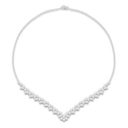 Diamond Necklace 6 ct tw Princess/Round 14K White Gold 19&quot;