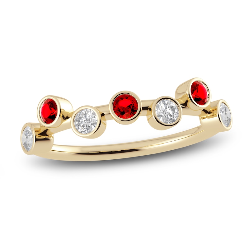 Main Image 1 of Juliette Maison Natural White Sapphire & Natural Ruby Ring 10K Yellow Gold