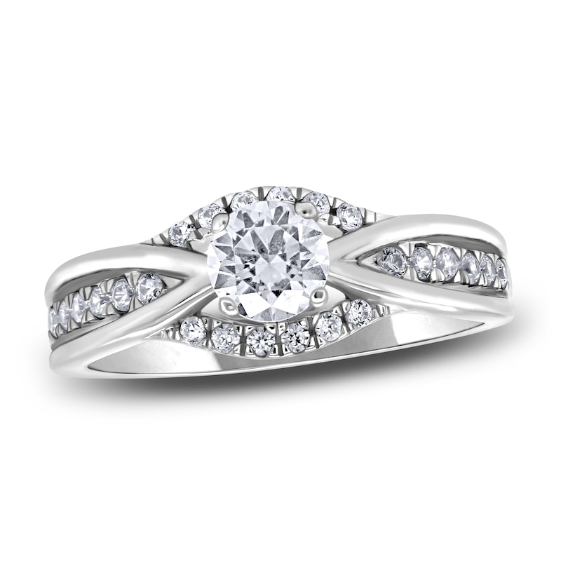 Main Image 1 of Diamond Twist Engagement Ring 3/4 ct tw Round 14K White Gold