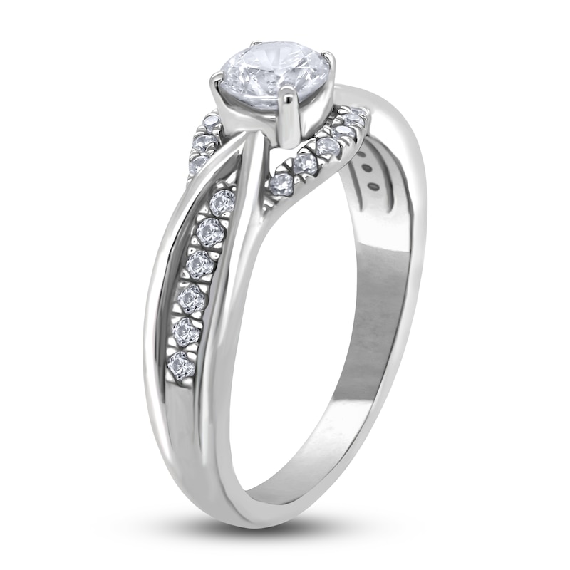 Main Image 2 of Diamond Twist Engagement Ring 3/4 ct tw Round 14K White Gold