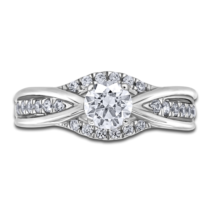 Main Image 3 of Diamond Twist Engagement Ring 3/4 ct tw Round 14K White Gold