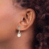 Thumbnail Image 3 of Freshwater Cultured Pearl & Lab-Created Sapphire Dangle Earrings Diamond Accents 14K Yellow Gold