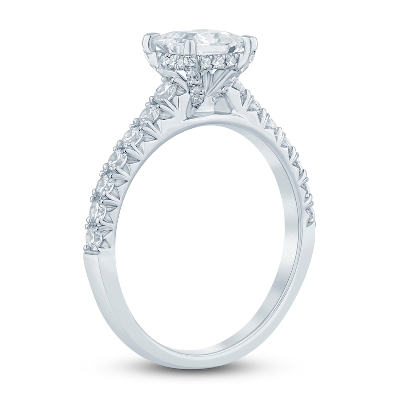 Main Image 2 of Diamond Hidden Halo Engagement Ring 1-1/2 ct tw Princess/Round 14K White Gold