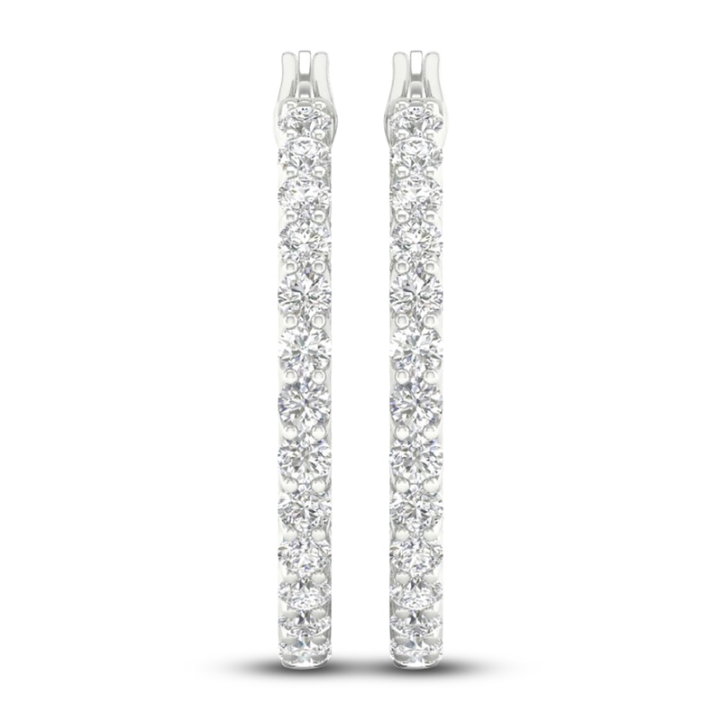 Certified Lab-Created Diamond Hoop Earrings 3 ct tw Round 14K White Gold